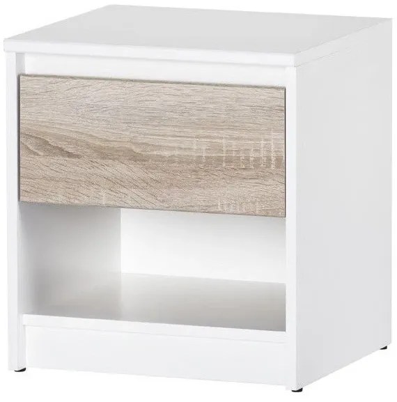 Noční stolek Wenecja 05 42 cm bílý/dub Sonoma