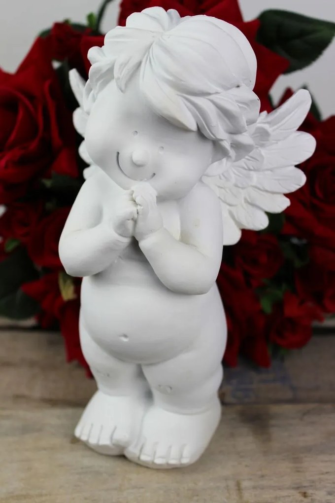 Biela soška anjelika s úsmevom 22cm