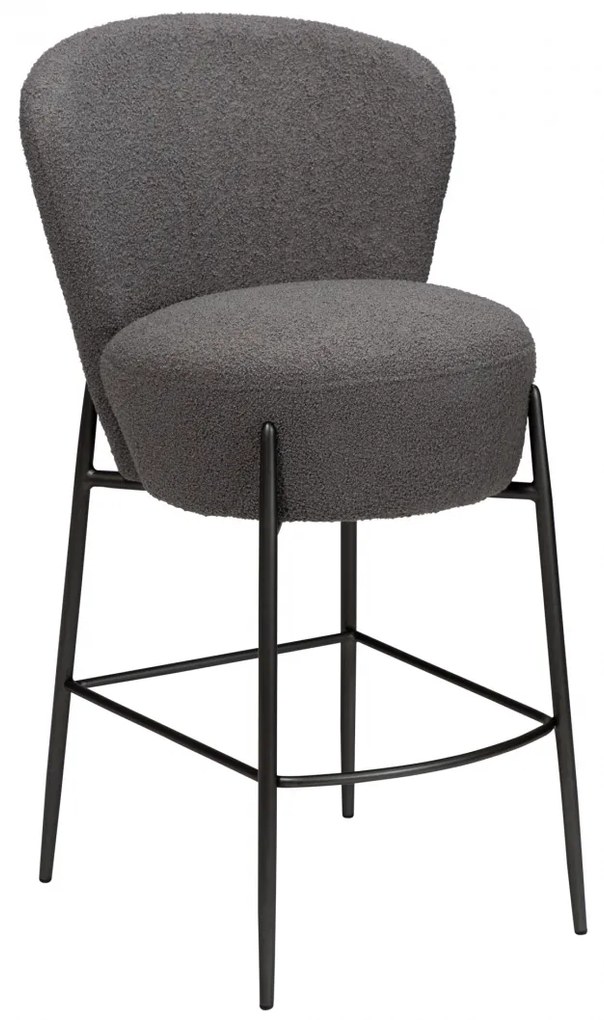 ORBIT ČALÚNENÁ BAROVÁ STOLIČKA stone bouclé/antique pewter