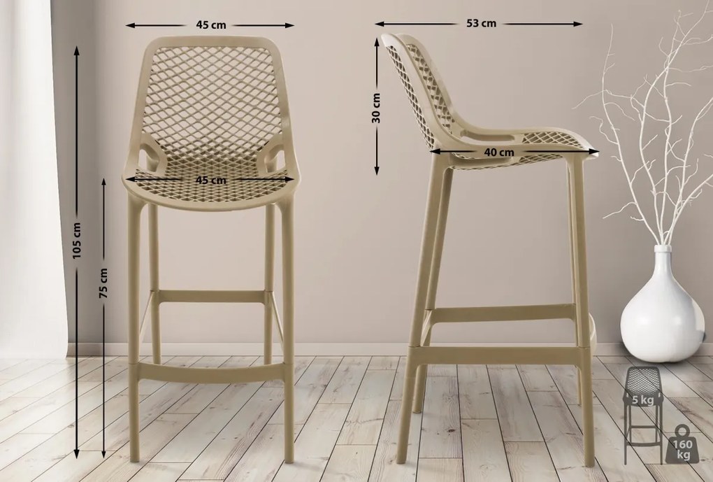 Plastová barová stolička DS10778434 - Hnedá