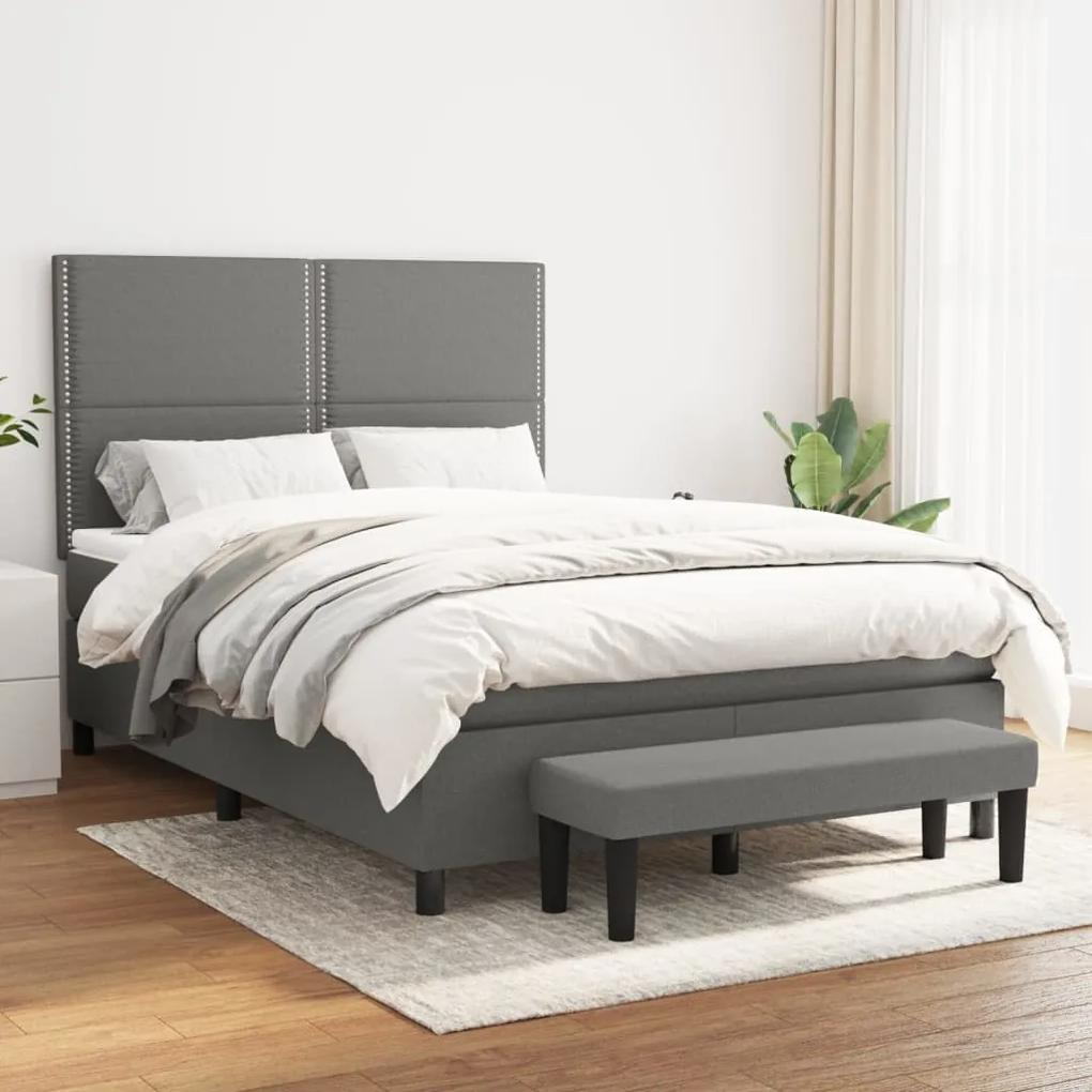Boxspring posteľ s matracom tmavosivá 140x190 cm látka 3136510