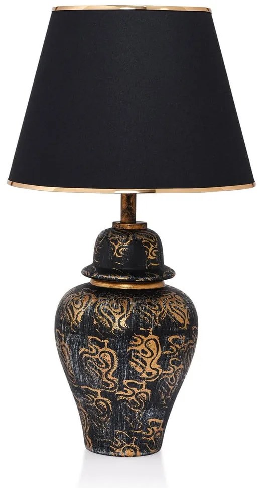 Čierna/v zlatej farbe stolová lampa s textilným tienidlom (výška 54 cm) Derin – Opviq lights
