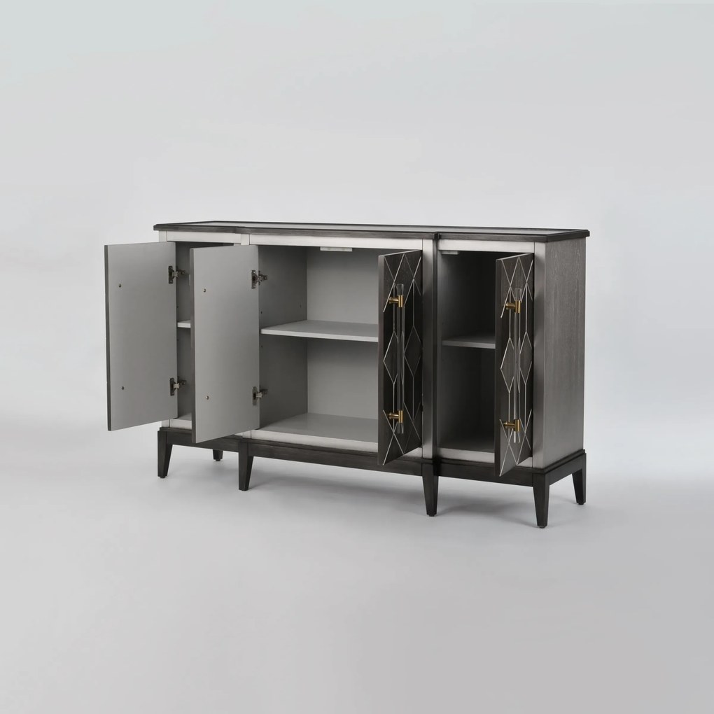 Komoda Stilig ST504 152 cm z masívu sivá/zlatá