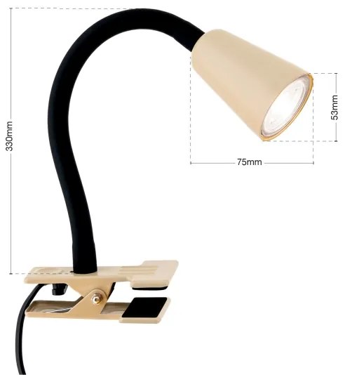 Orion - Flexibilná stolná lampa so svorkou DOTTY 1xGU10/10W/230V béžová/čierna