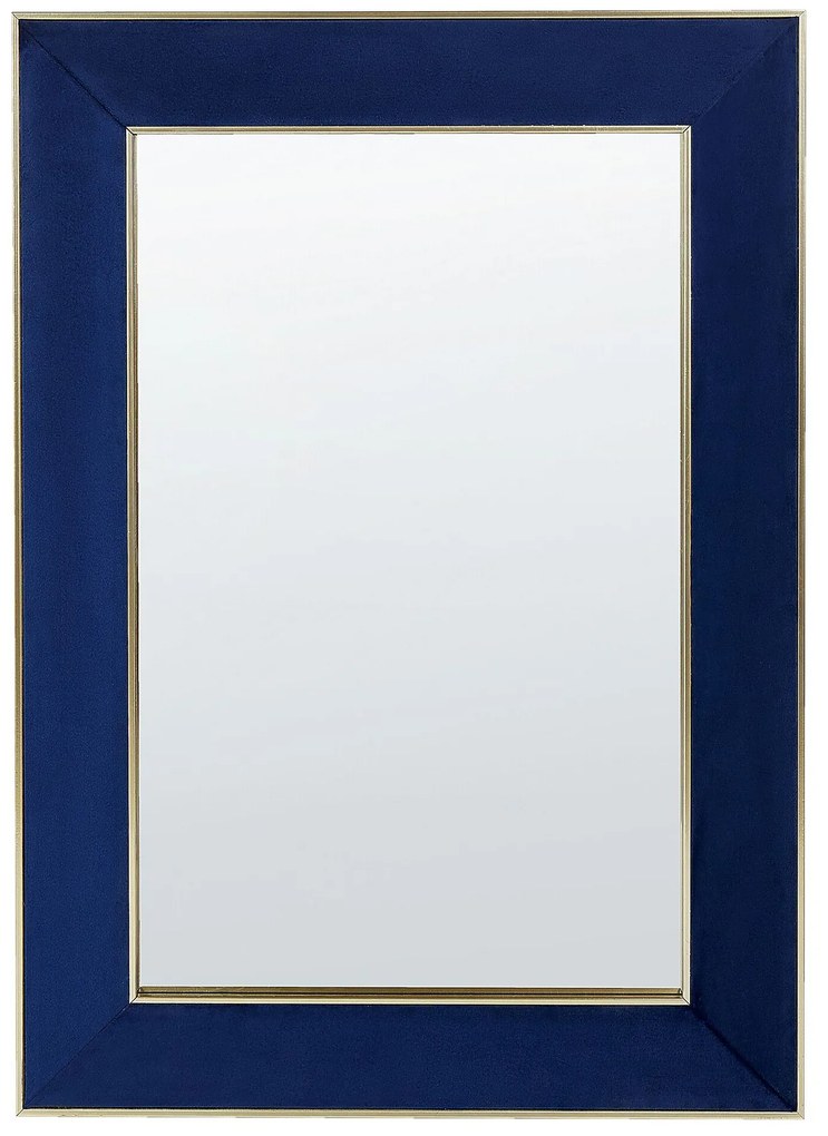 Zamatové nástenné zrkadlo 50 x 70 cm modré LAUTREC Beliani