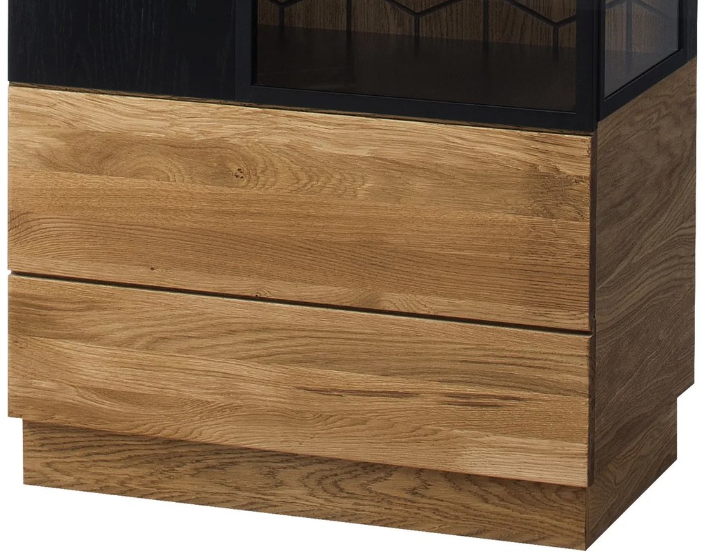 Vitrína Mosaic 10 67 cm z masivu levá dub medový/černá