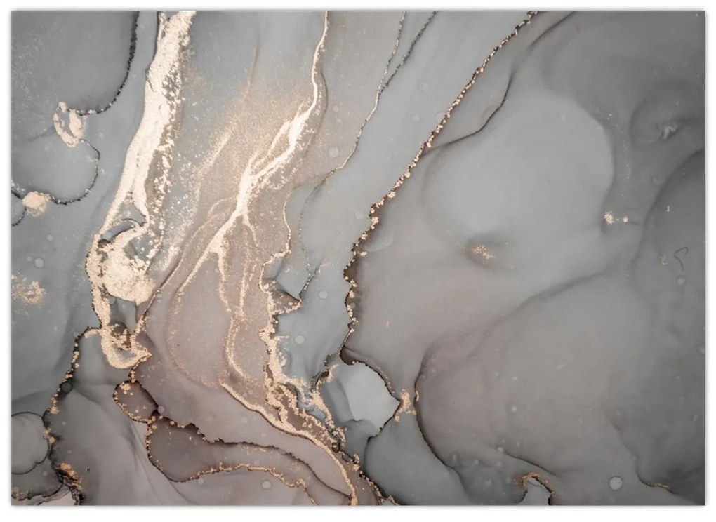 Sklenený obraz - Šedo-zlatý mramor (70x50 cm)