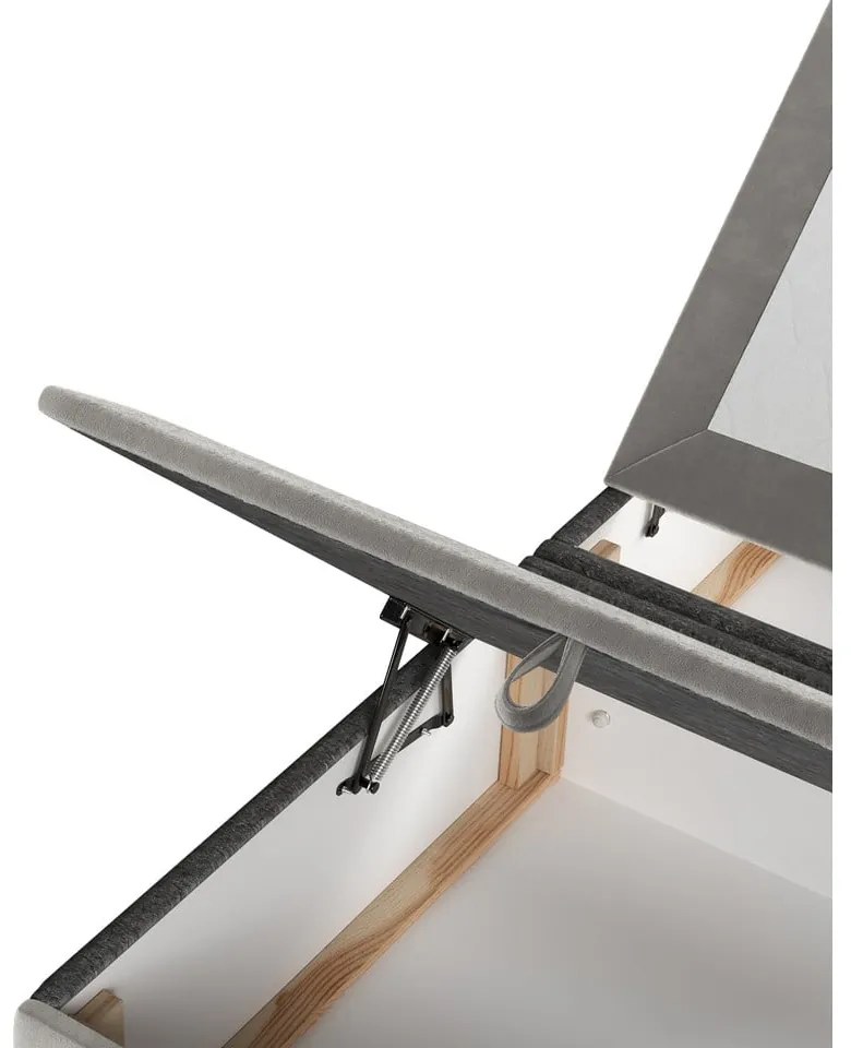 Svetlosivá čalúnená dvojlôžková posteľ s úložným priestorom 200x200 cm Tate – Maison de Rêve