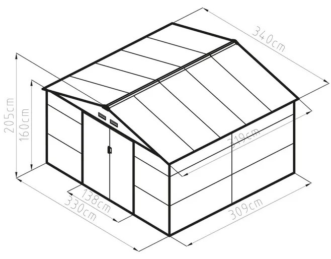 Záhradný domček G21 GAH 1085 - 340 x 319 cm, antracitový 63900694