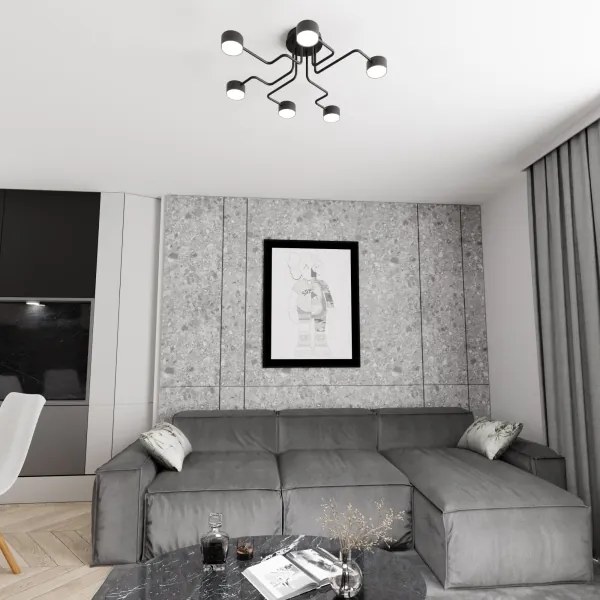 Luster na tyči KURAGE 6xGX53/12W/230V čierna