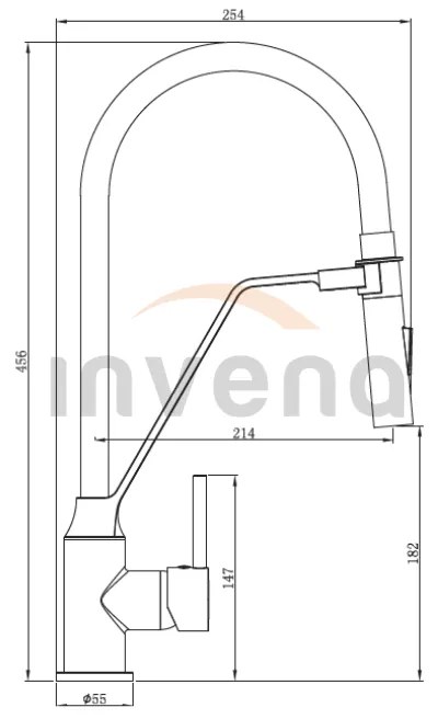 Invena Terra, kuchynská batéria s elastickým ramenom, biela-chrómová, INV-BZ-54-L02-D