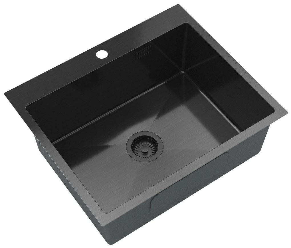 Gamma Gamma, 1-komorový oceľový drez 600x500x210 mm, čierna, GMA-S6050-BK