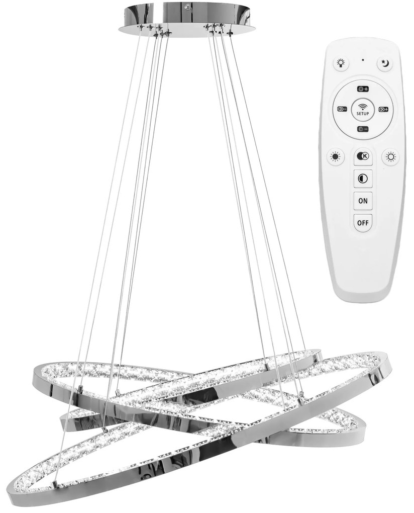 Toolight Toolight, LED krištáľové závesné svietidlo APP772-3CP, chrómová, OSW-05023