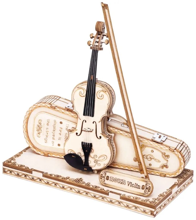 Robotime Rokr 3D dřevěné puzzle Houslové Capriccio 82 ks