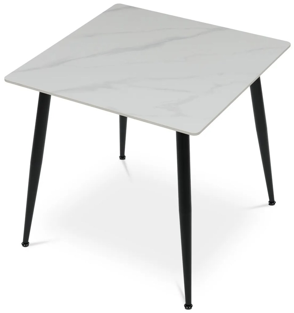 Jedálenský stôl 80 x 80 cm, keramika a mramor,biela
