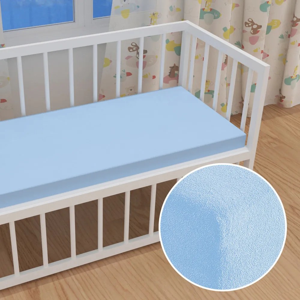 Detské froté napínacie prestieradlo do postieľky FR-014 Nebesky modré 80 x 140 x 10 cm - do postieľky