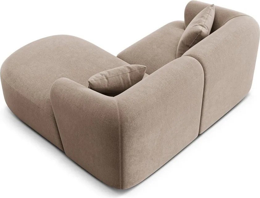 Svetlohnedá zamatová rohová pohovka (pravý roh/s leňoškou) Campi – Cosmopolitan Design