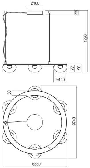 Redo 01-3248- LED Stmievateľný luster na lanku SINCLAIR LED/37,2W/230V CRI 93 IP21