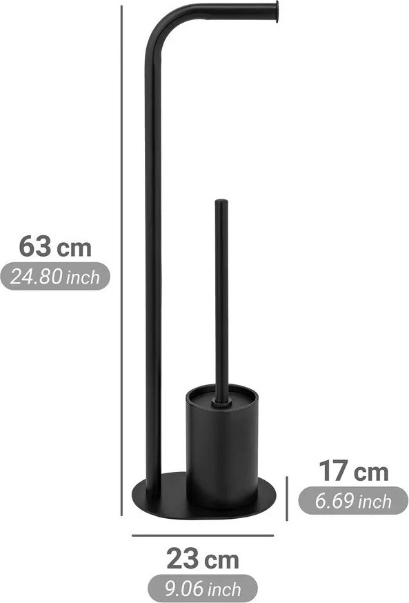 Čierny oceľový stojan na toaletný papier s kefou Levante – Wenko