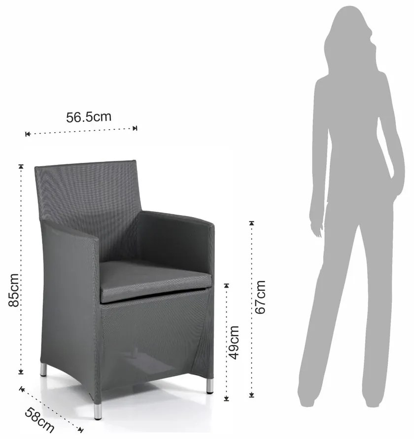 Sivá kovová záhradná stolička Bali - Tomasucci