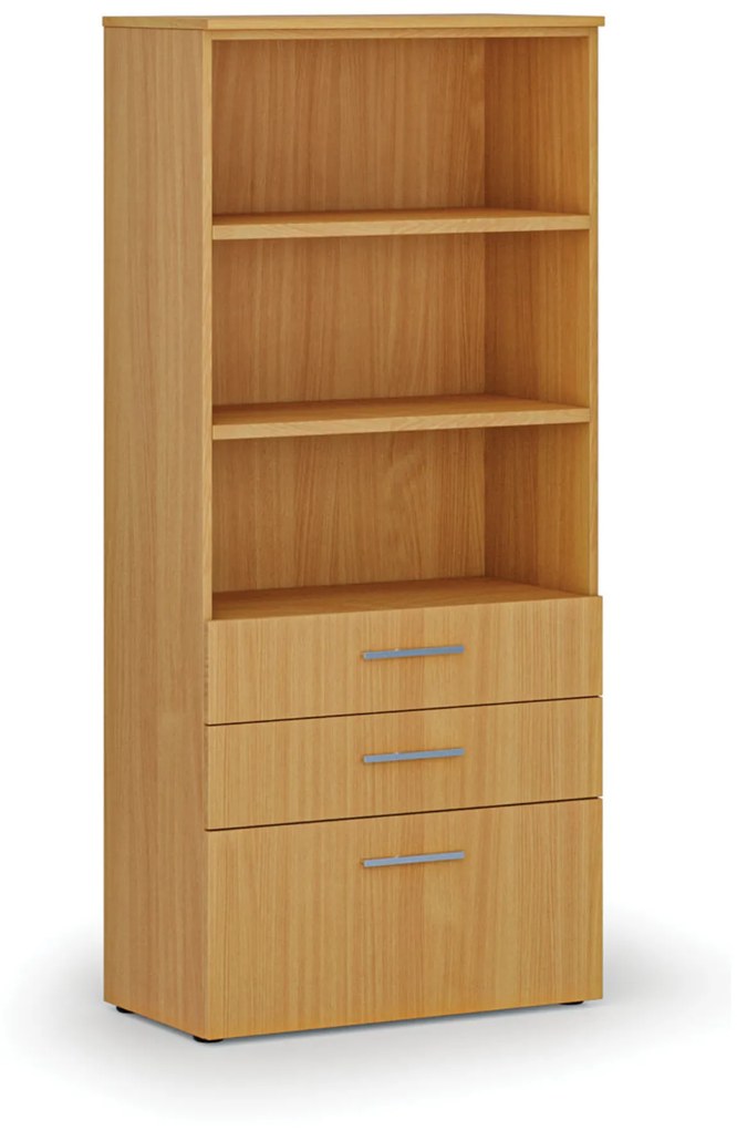 Kancelárska skriňa s kombinovanými zásuvkami PRIMO WOOD, 1781 x 800 x 420 mm, buk