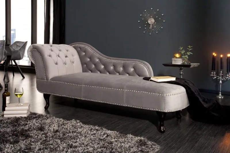 Leňoška Chesterfield sivá - zamat