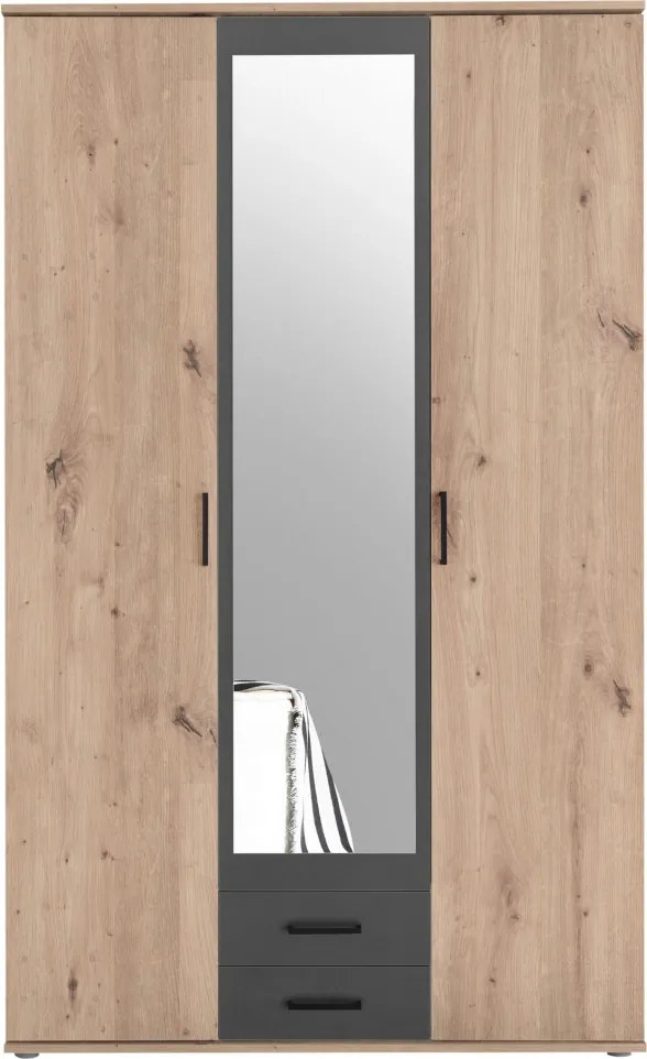 Šatníková skriňa Chicago, 120 cm, dub artisan/antracit