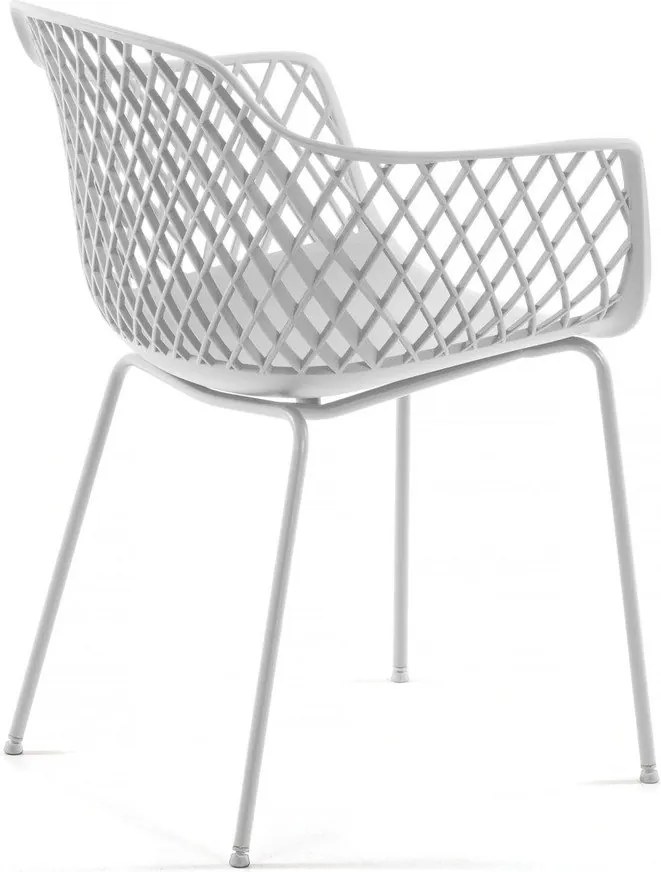 Biela kovová záhradná stolička Quinn – Kave Home
