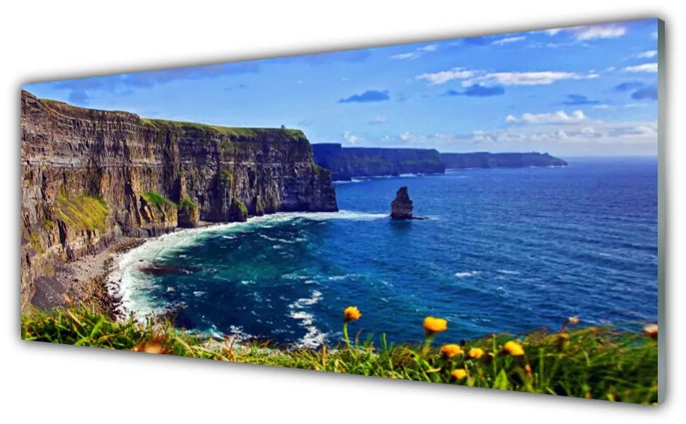 Obraz na akrylátovom skle Záliv skaly more krajina 125x50 cm