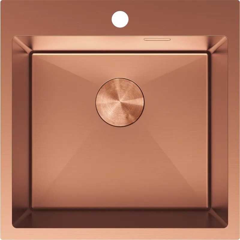 Mexen Solix, 1-komorový nerezový drez 500 x 500 mm, brúsená meď, 6407501000-65