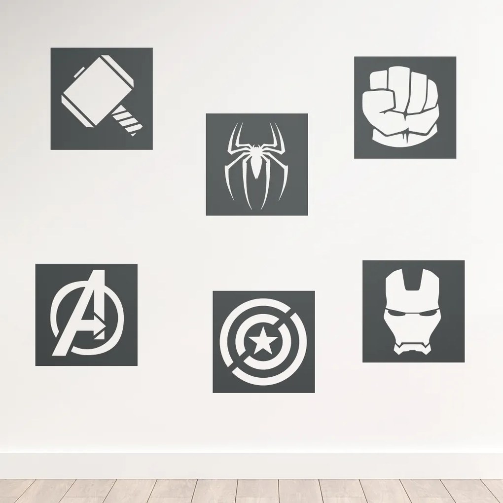 Veselá Stena Samolepka na stenu na stenu Znaky Avengers sada Farba: černá