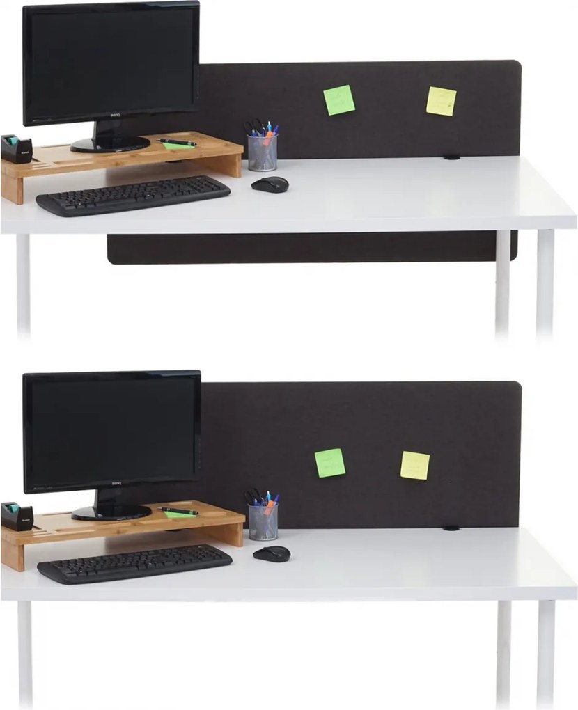 Akustický panel na stôl HWC-G75 - dvojstenná látka/textil - 60x120 - hnedo-sivá