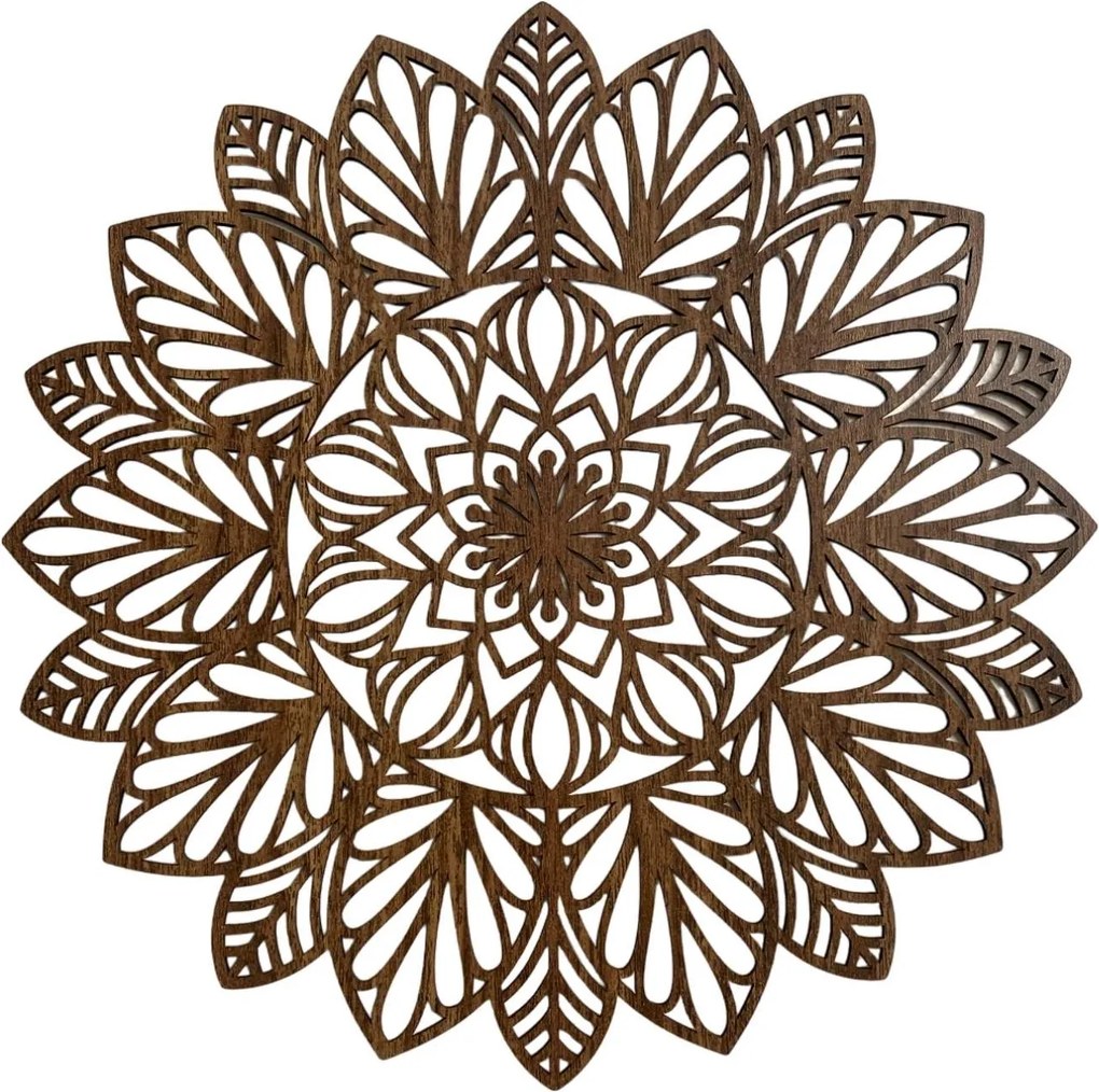 Drevená mandala na stenu | LOTUS: HDF - Orech 20 cm 4402-83848 HDF0255