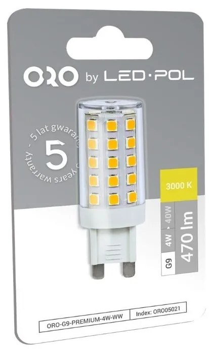 LED žiarovka G9 PREMIUM 4W Farba: Teplá biela 3000K