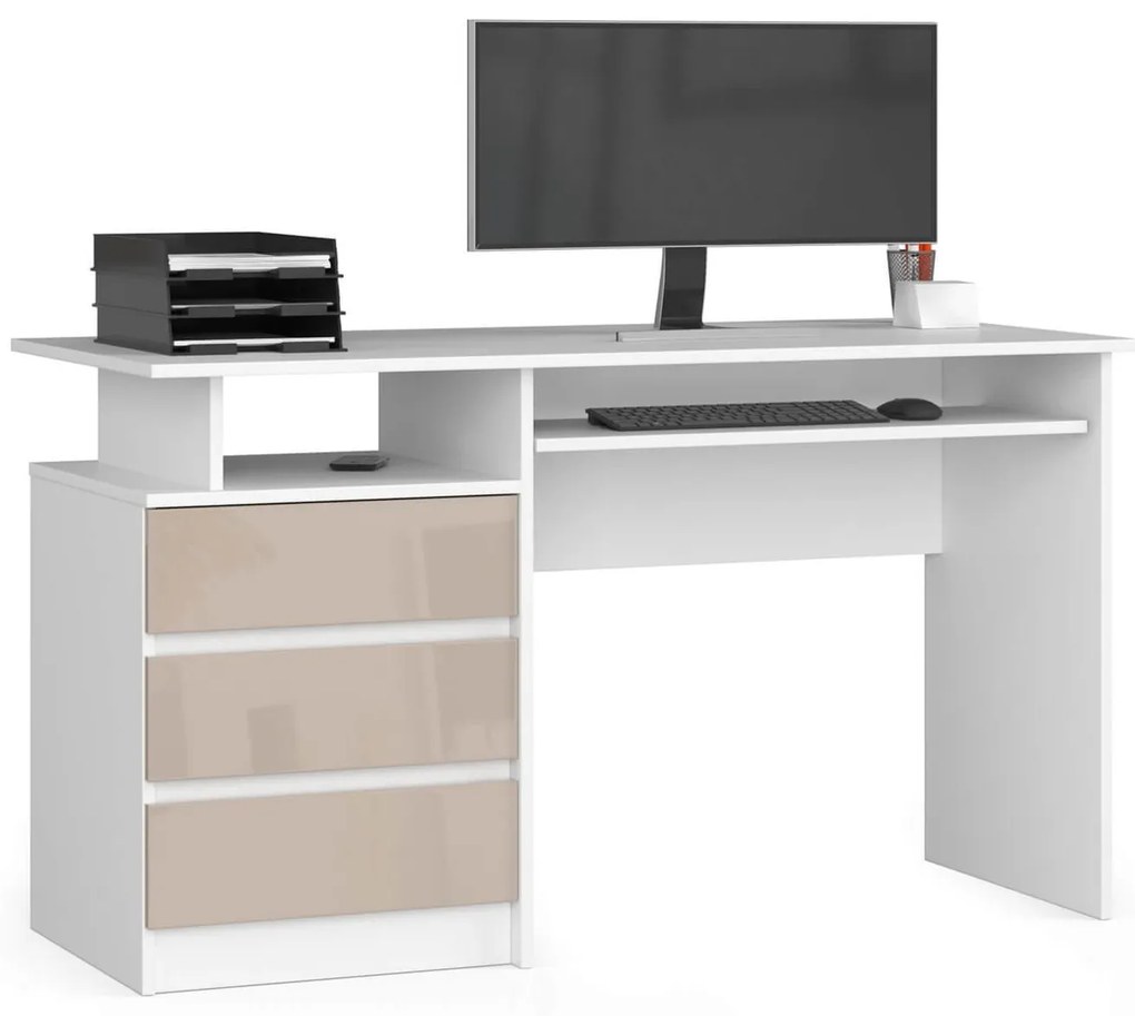PC stolík Bronte (biela + lesk cappuccino). Akcia -16%. Vlastná spoľahlivá doprava až k Vám domov. 1128513