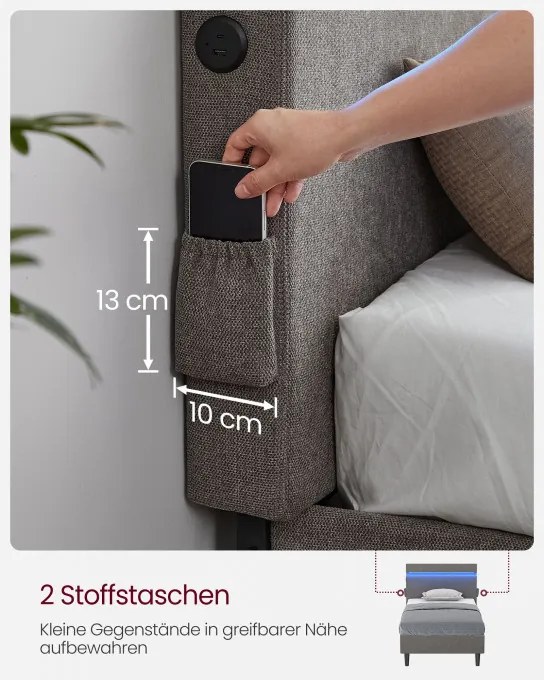 Kovová manželská posteľ s LED 140 cm RMB802G71