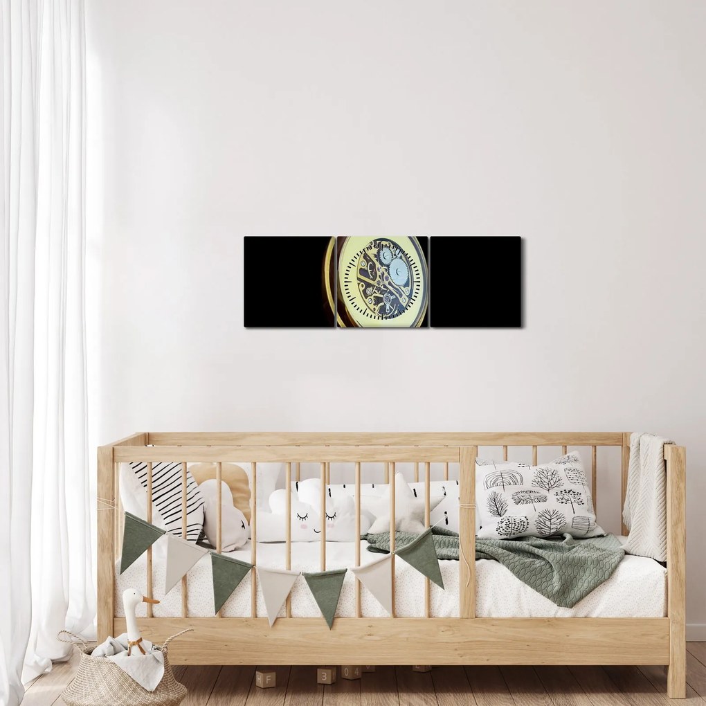 Obraz zlatých vreckových hodiniek (s hodinami) (90x30 cm)
