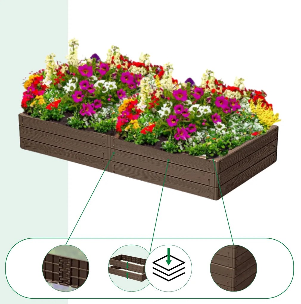 Vyvýšený záhon WOODY 149x75,6x25cm, hnedá Prosperplast