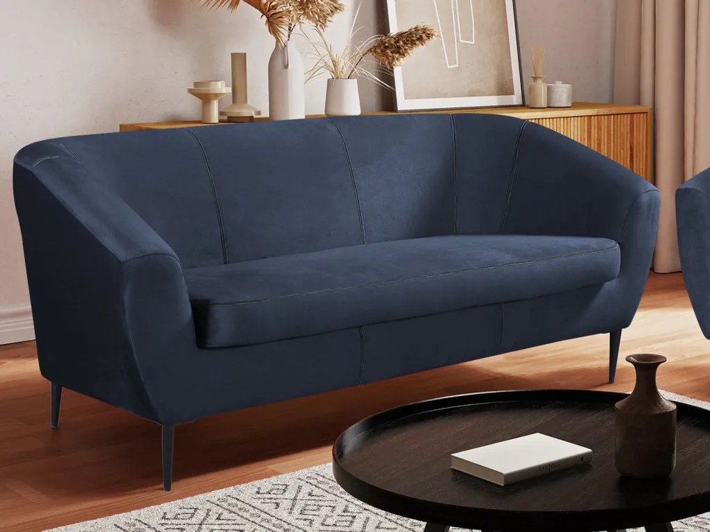 Trojmiestna pohovka Olivio, námornícka modrá zamatová látka