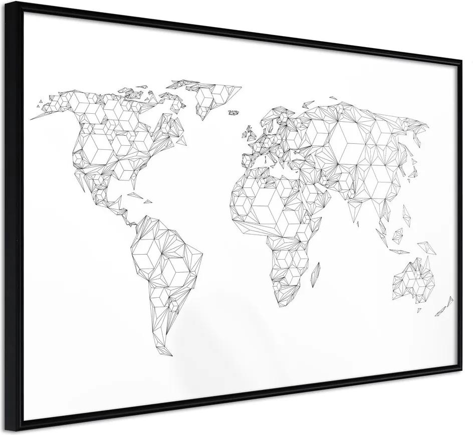Plagát mapa sveta - World of Diamonds and Triangles