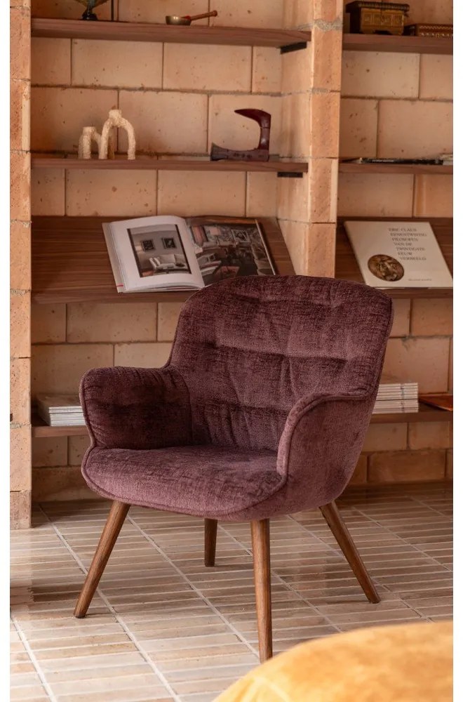 Tmavofialové zamatové kreslo Lenn – Dutchbone