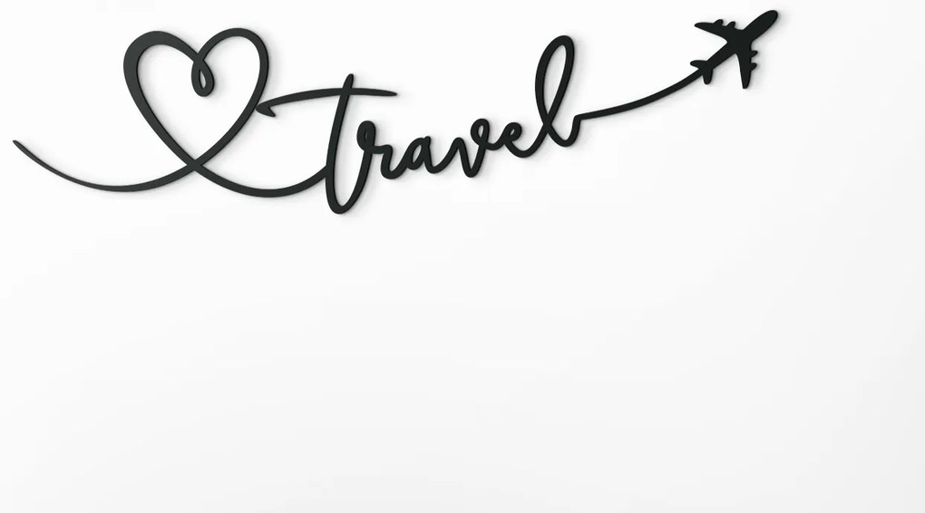 drevko Drevený nápis na stenu Travel Rozmer obrazu: 12 x 44,5 cm, Farba dekorácie: Čierna