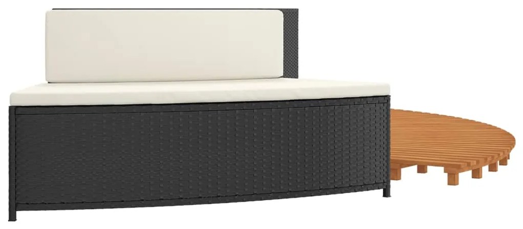 Rám k vírivke, čierny, polyratan a akáciový masív