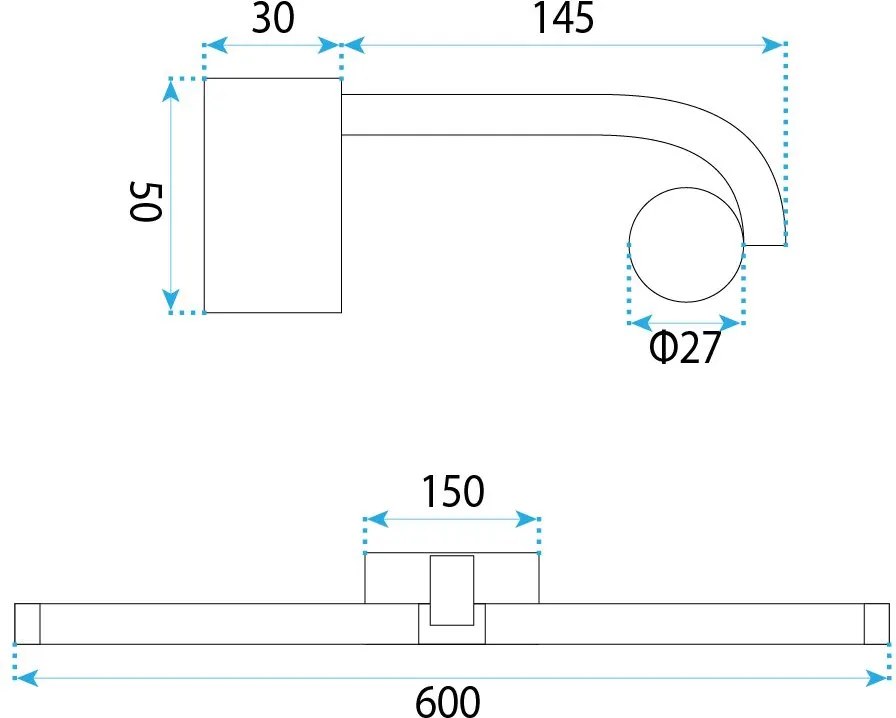 Toolight Toolight, LED nástenné svietidlo 60cm, 13W, 4000K, 1000lm, APP1888-1W, čierna matná, OSW-66043