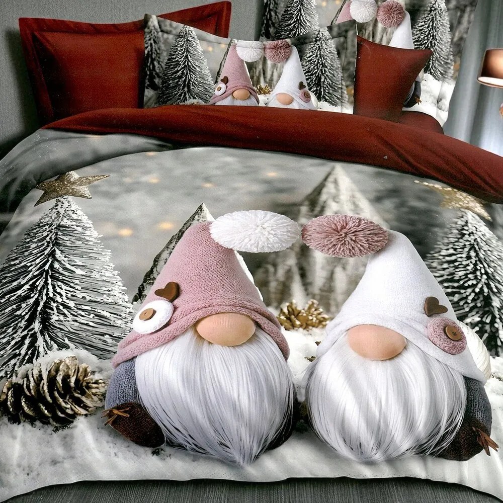 Francúzske obliečky Homa KIRIMAS grey GNOMS 6-dielna sada 200x220 cm