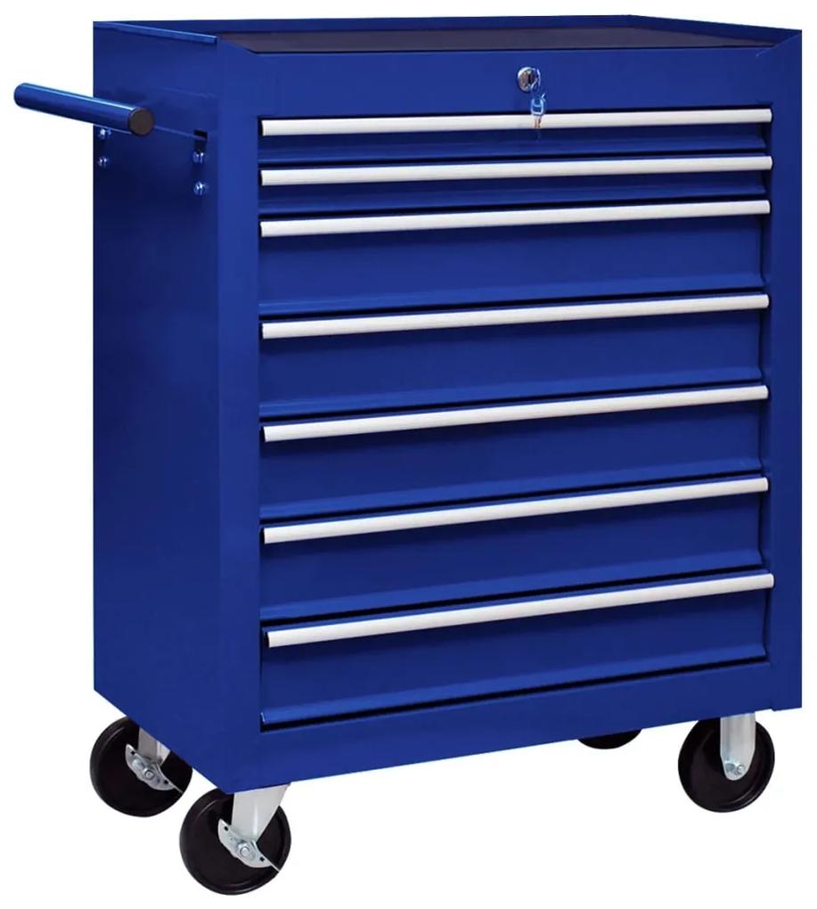 Dielenský vozík na náradie so 7 zásuvkami modrý 147173
