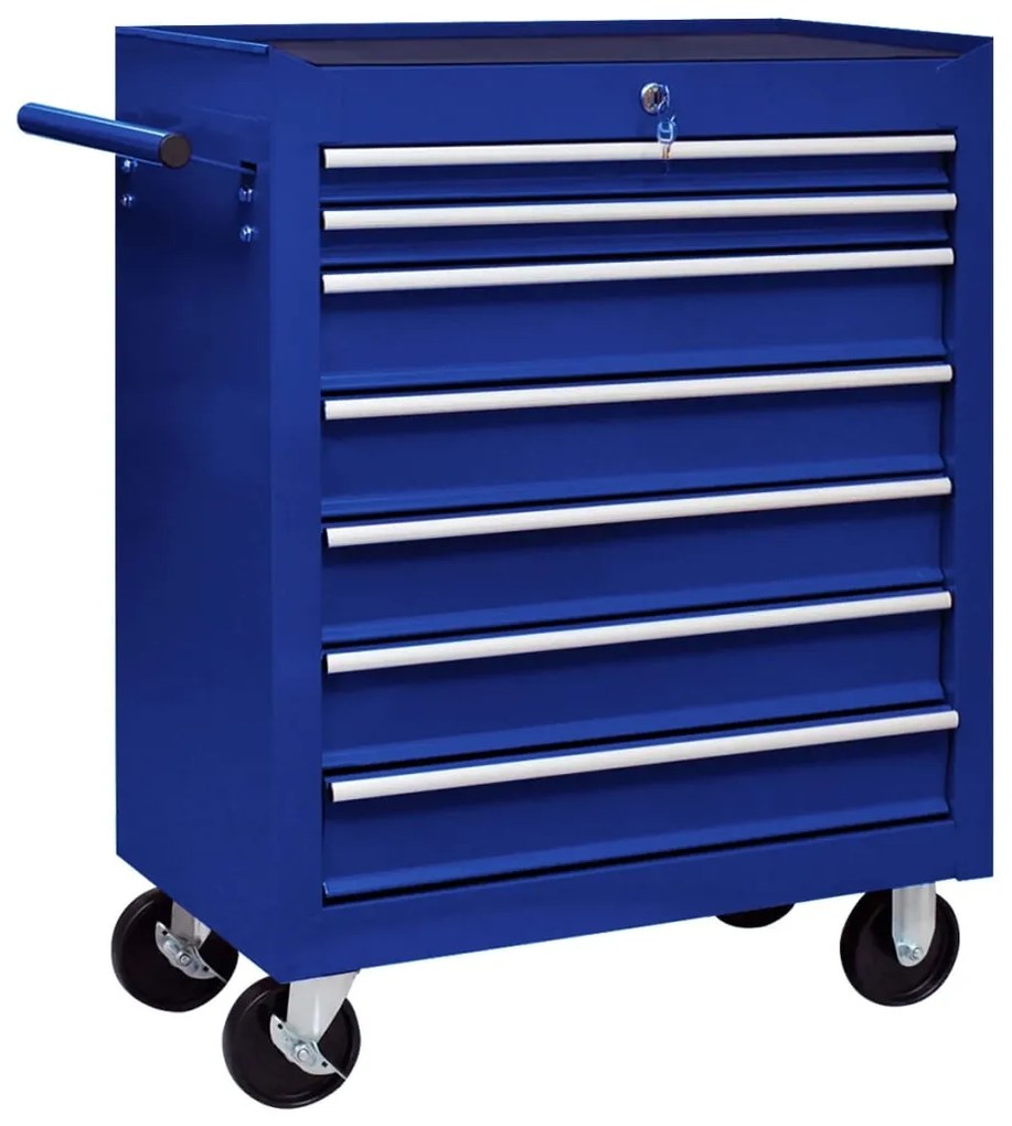 vidaXL Dielenský vozík na náradie so 7 zásuvkami modrý