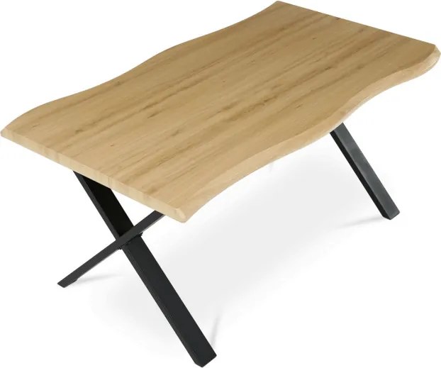 Jedálenský stôl 160x90 cm HT-F4316 OAK divoký dub / čierne nohy