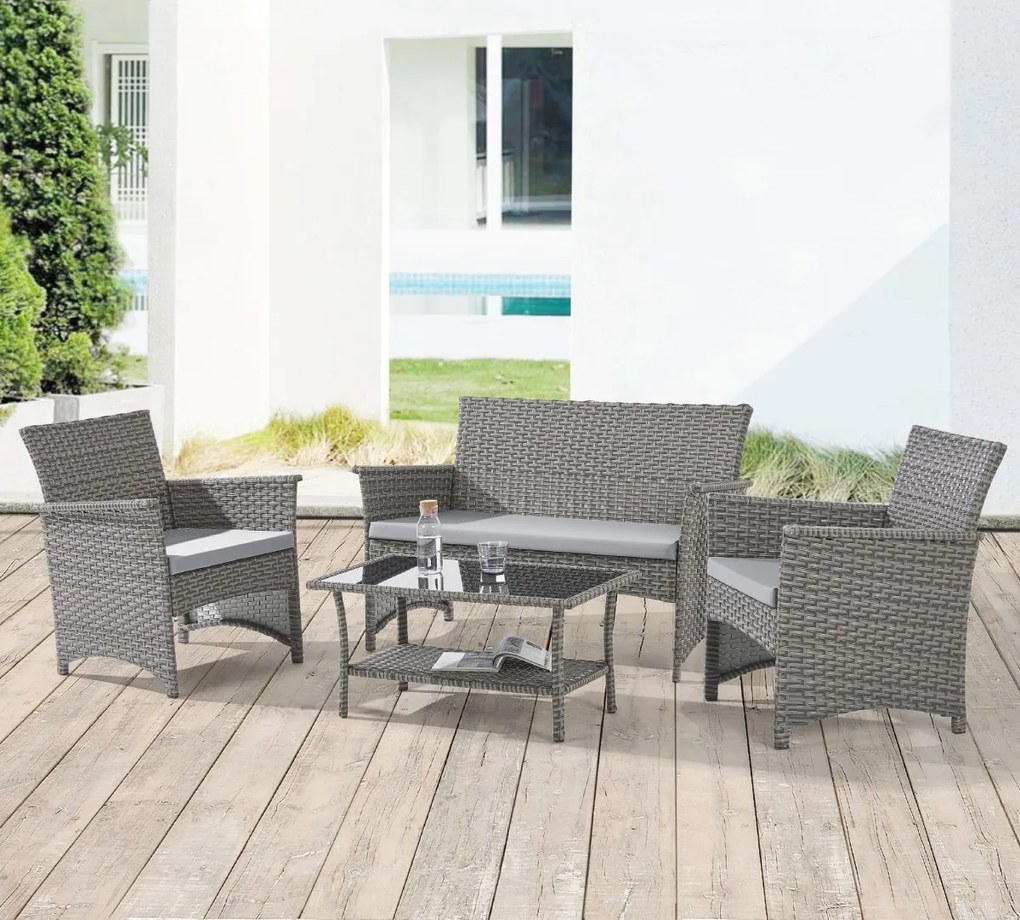 4dielna sada záhradného ratanového nábytku BestBerg Cordova BBRF-1008G / sivá