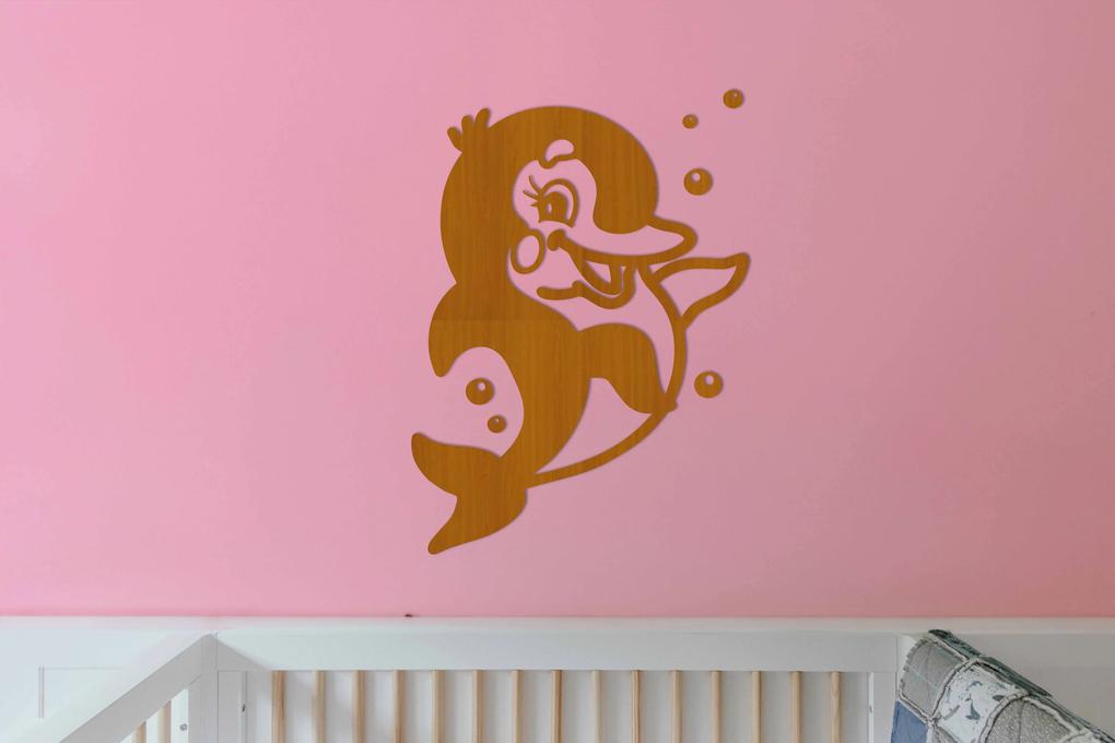 Drevený baby delfín na stenu - Čerešňa